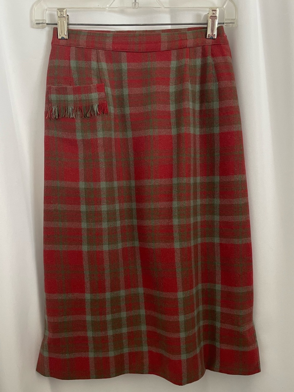 Vintage 60s Red Plaid Wool Skirt